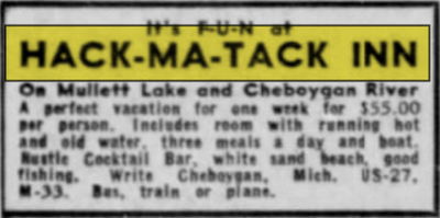 Hack-Ma-Tack Inn - June 1955 Ad (newer photo)